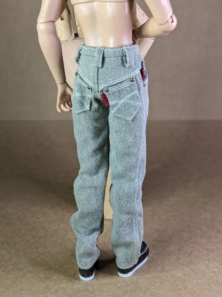 Realistic handmade khaki classic jeans for 13 inch fashion male doll (FR Homme, Poppy Parker)