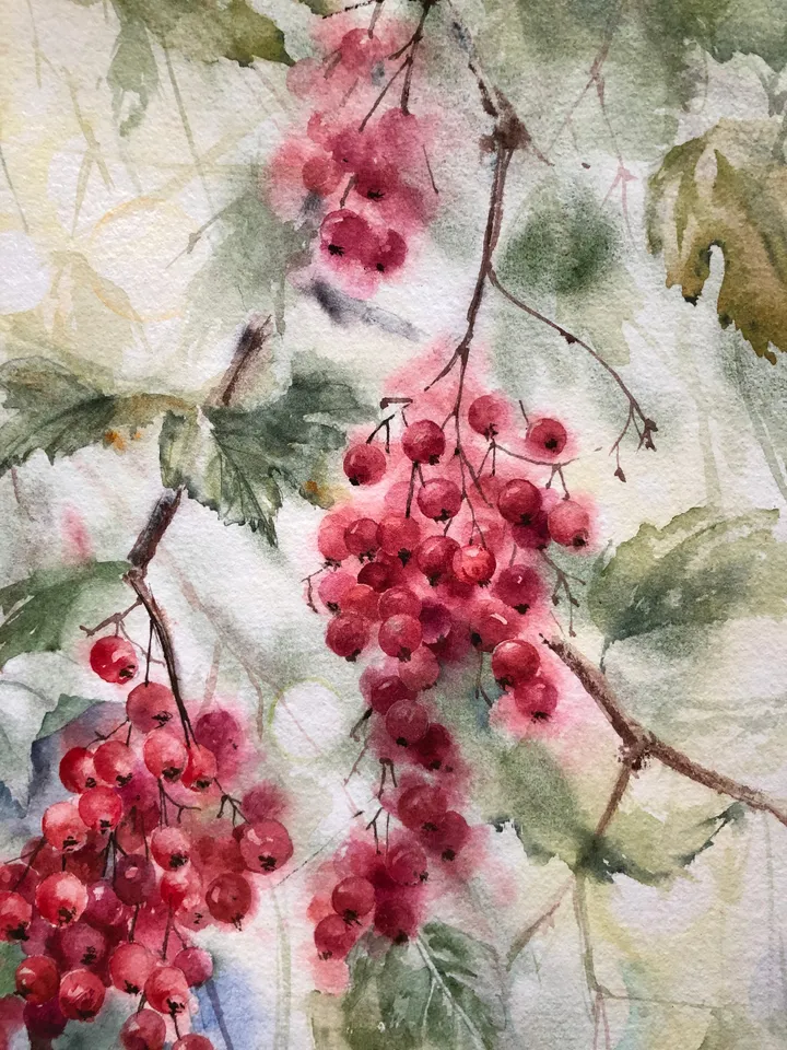 Berries Painting Floral Original Watercolor Painting Berry Wall Art Berry Painting