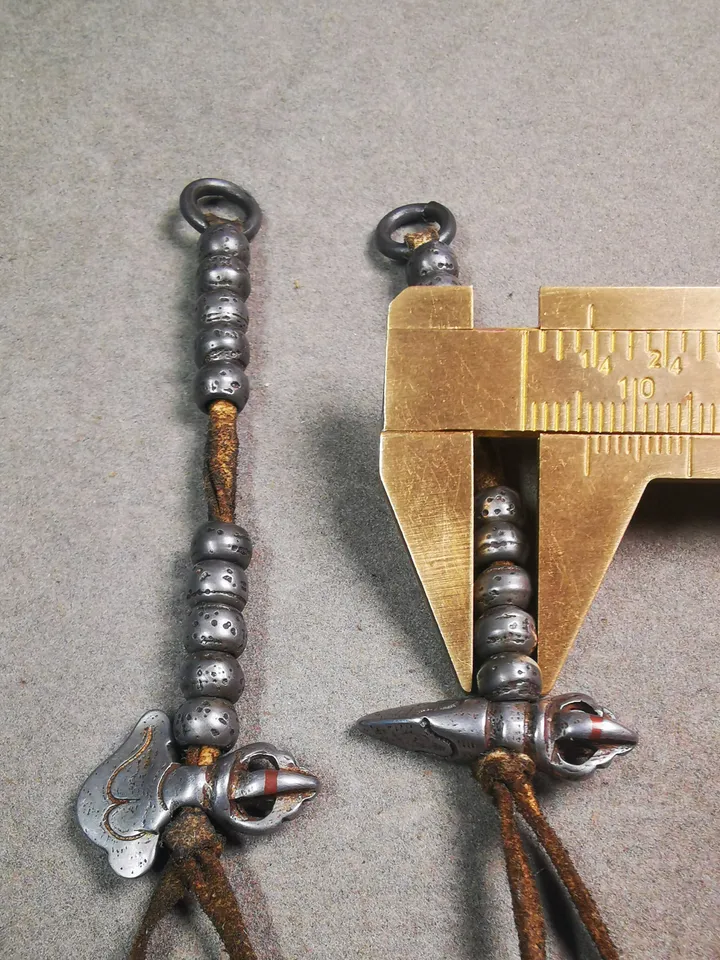 Gandhanra Handmade Tibetan Buddhist Mala Counters,Prayer Bead Counters,with Kartika and Kila Pendant,Made of  Cold Iron