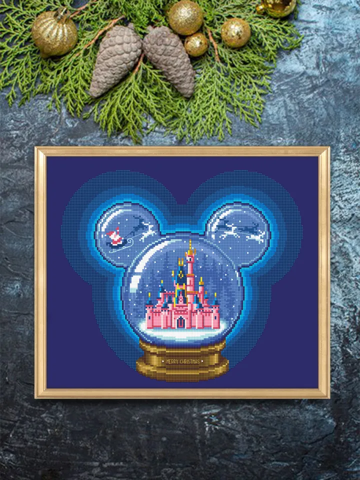 Christmas glass ball cross stitch pattern download PDF Fairy castle cross stitch chart, Christmas mouse pattern PDF Christmas ornaments #N92