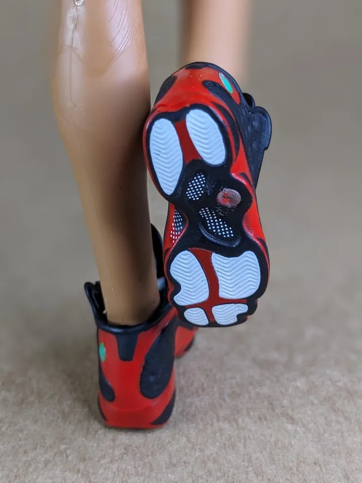 Premium black & red sneakers for 12 inch male dolls