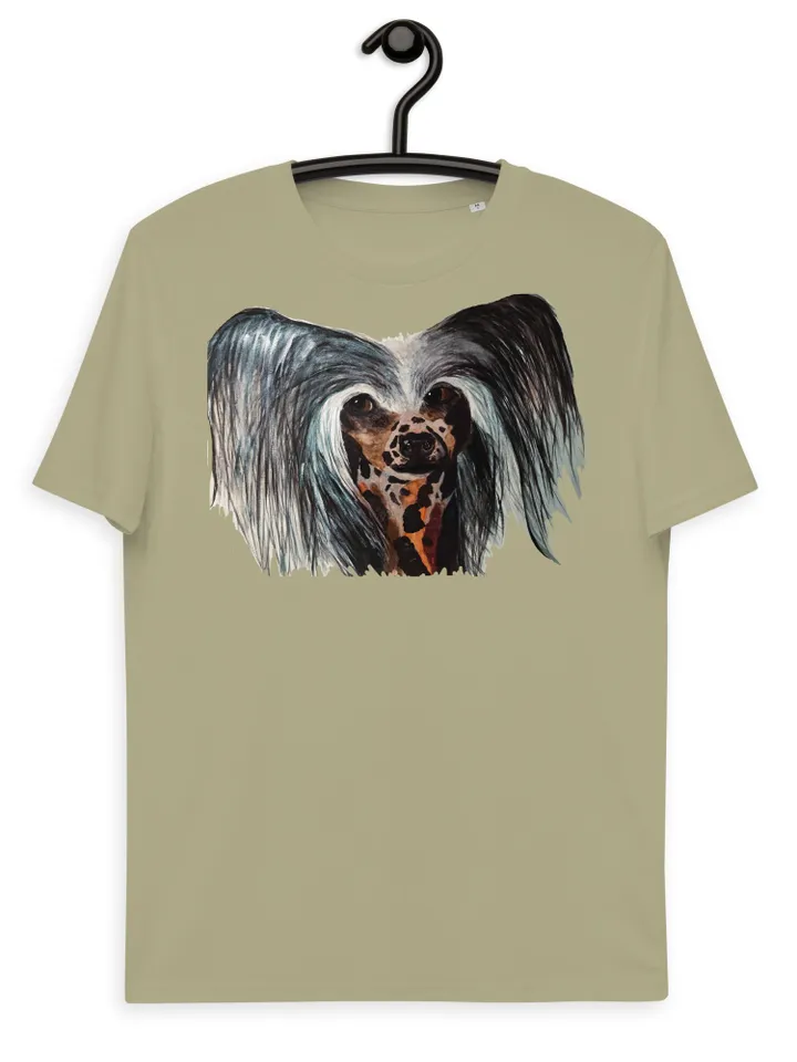 Chinese crested dog Unisex organic cotton t-shirt made with my own design,original watercolor chinese dog painting,funny animals gifts.
