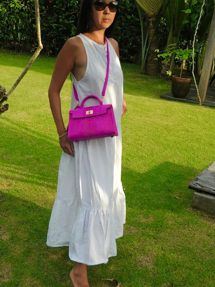 Top handle hot pink classy genuine python skin bag | exotic leather bags | Elegant women purse | snake skin bag | designer leather bag