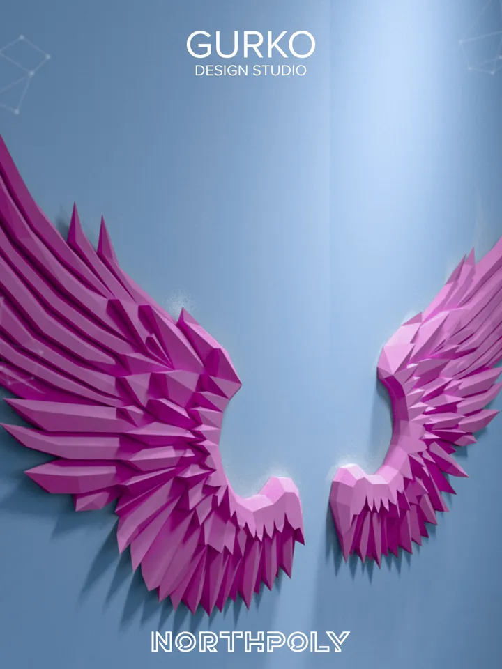 Angel Wings Papercraft, Digital Template, PDF Download, Gurko, Trophy, 3D Low Poly, Pepakura, DIY Origami, Paper Party Decoration, DIY Gift