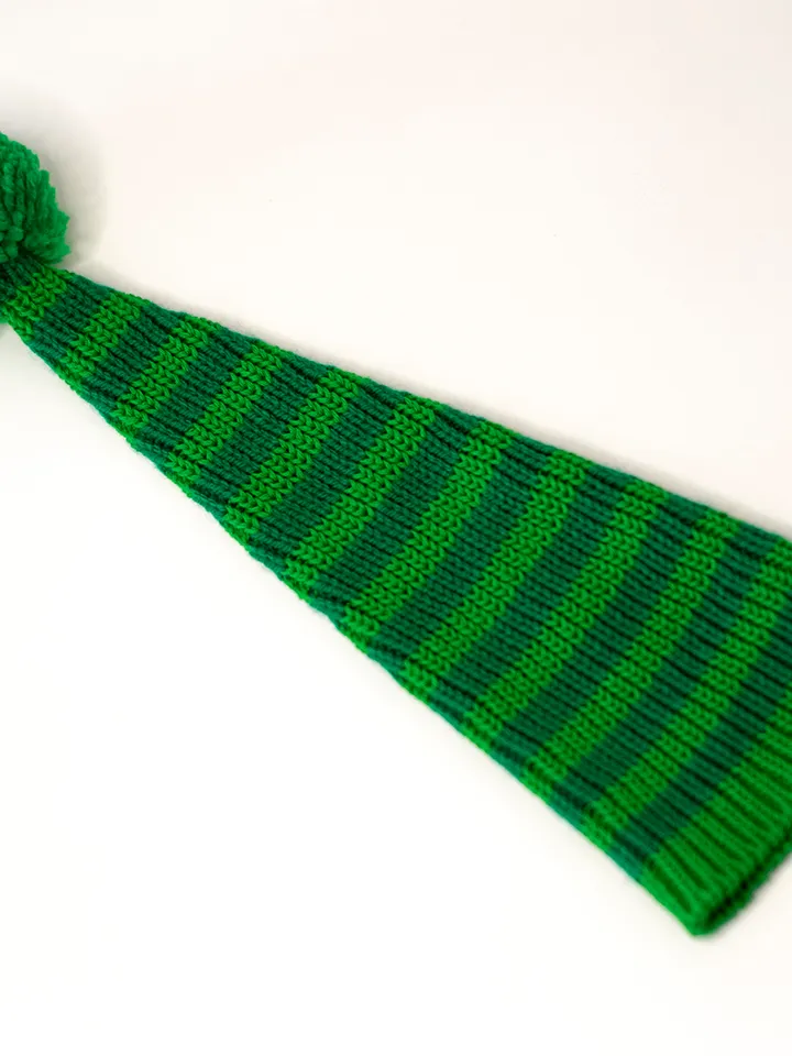 Striped green elf hat for Paola Reina doll, Meadowdolls Dumplings, Little Darling, Siblies RRFF for St Patrick's Day