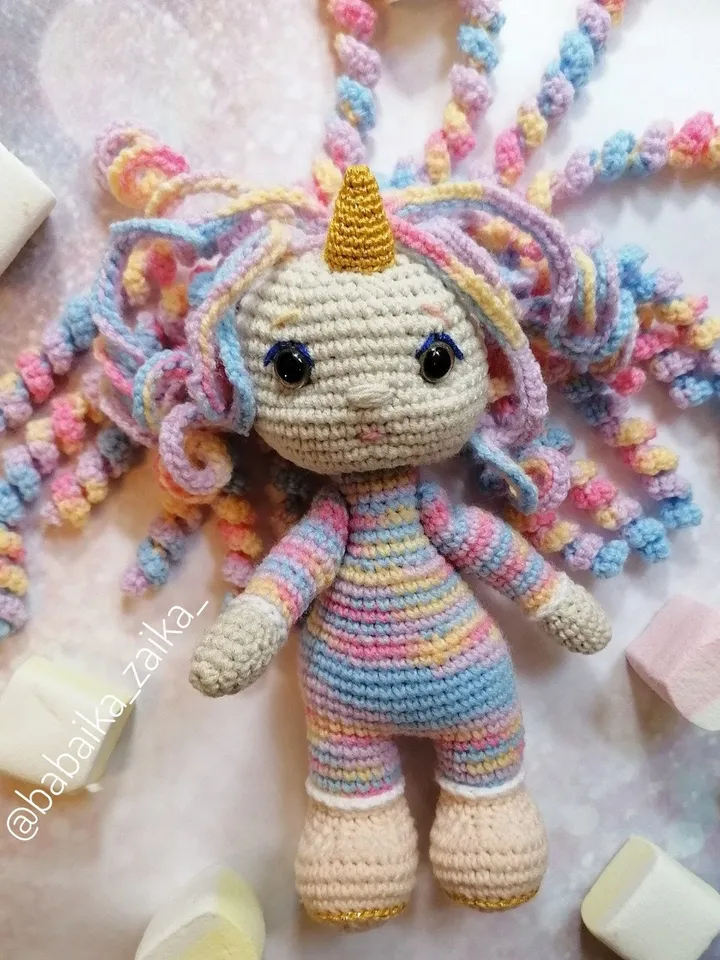 PDF Unicorn Doll crochet pattern, Crochet doll pattern, amigurumi small doll, Amigurumi unicorn, Cute doll amigurumi pattern