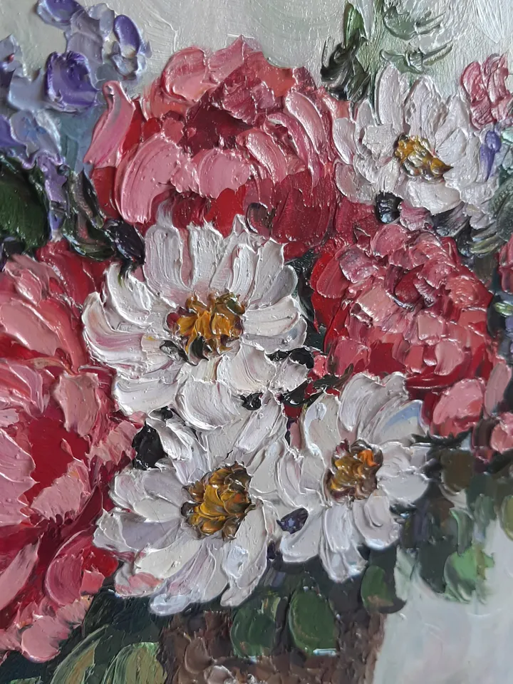 Small Flower oil painting Wildflowers Original art Textured Vaze wall art Yellow flowers painting