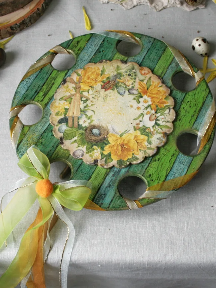 Decorations Happy Easter Handmade Wooden Display Stand Egg Tray