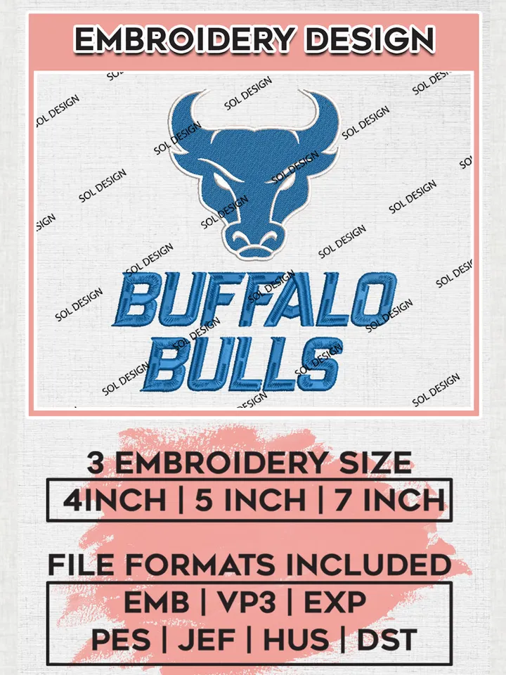 Buffalo Bulls NCAA Team Head Mascot Logo embroidery designs, NCAA Buffalo Bulls Logo Machine embroidery designs, NCAA Team Logo embroidery designs, NCAA Game Day Machine embroidery designs, Digital Download