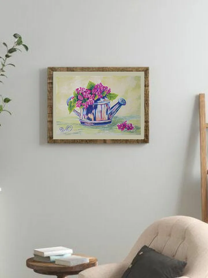 Violet Painting Pansy Original Art Floral Wall Art Flower Painting Oil Pastel