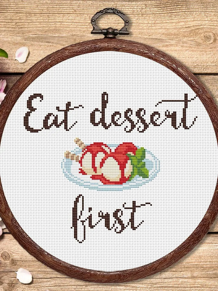 Set of 2 Ice Cream Cross Stitch Pattern, Kitchen Cross Stitch, Embroidery Ice Cream, Dessert Cross Stitch, Modern Cross Stitch #kt022