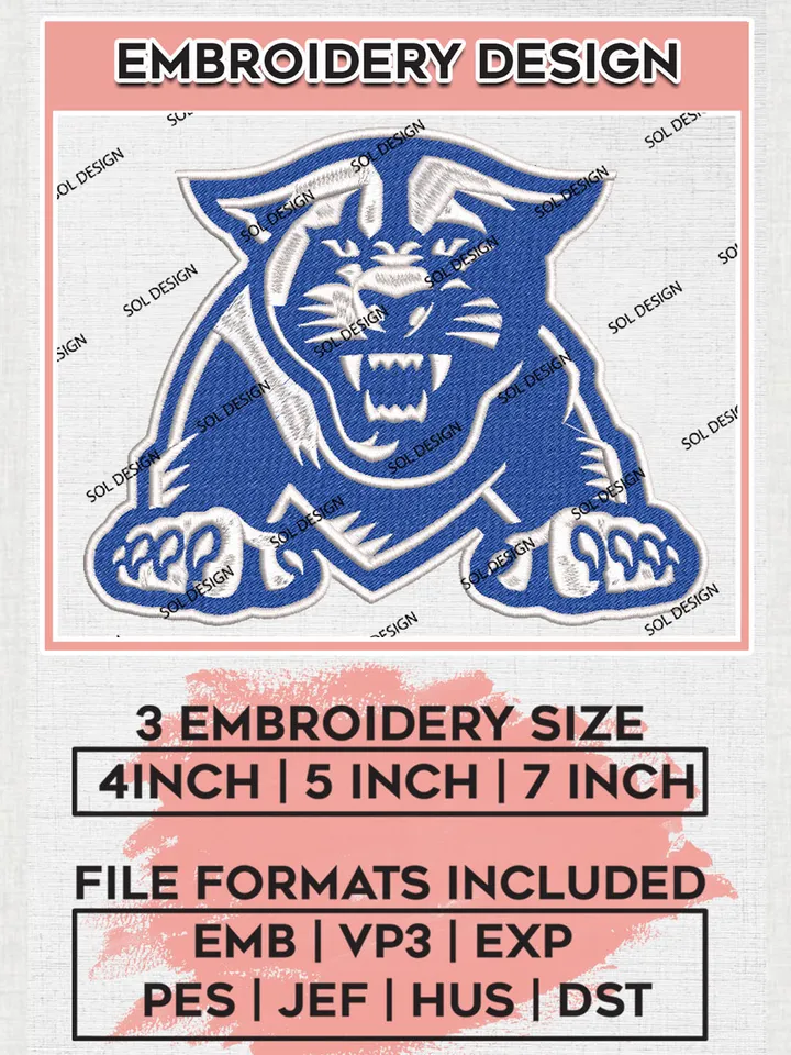 NCAA Georgia State Panthers College Football Team Mascot Logo Embroidery Design Files, NCAA Georgia State Panthers Machine Embroidery, NCAA Teams, Game Day, 3 sizes, NCAA Machine embroidery designs, Digital Download
