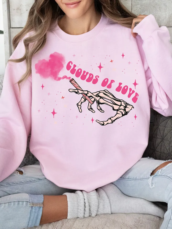 Clouds of Love PNG-Valentine’s Day Sublimation Digital Design Download-smoking png design, cigarette png, xoxo png, hearts png, vday png