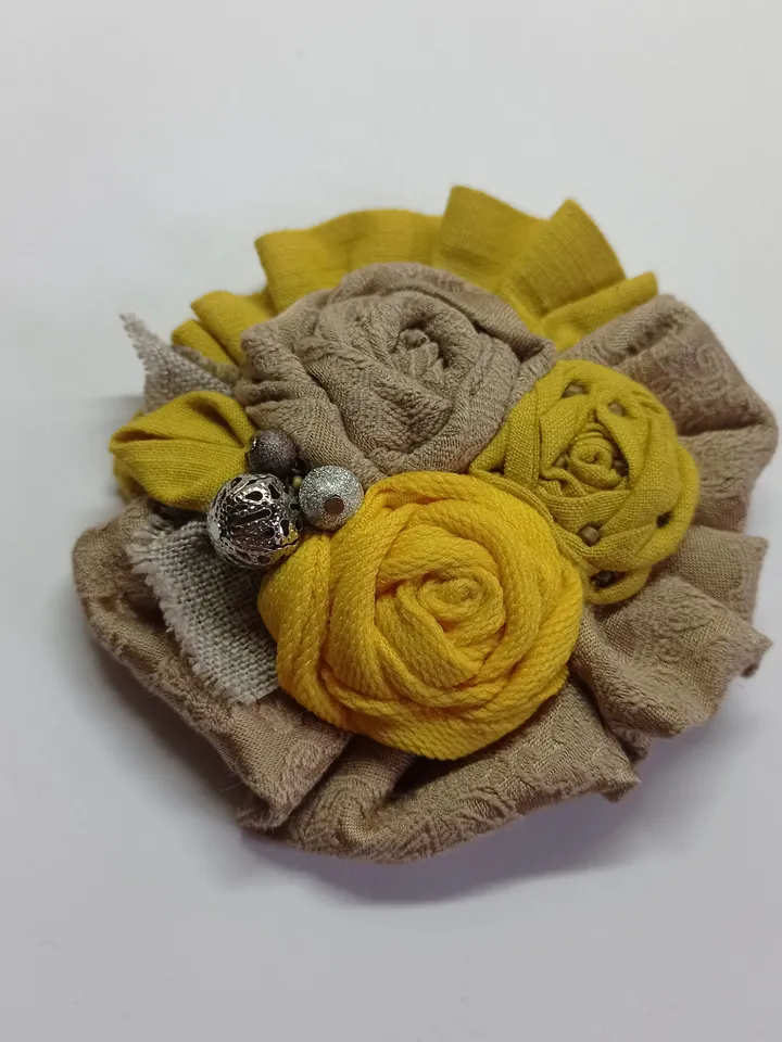 Floral Textile Brooch Pin Handmade