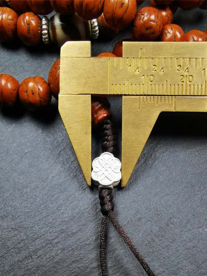 Gandhanra Old Tibetan Mala, 10mm / 0.4" 108 Bodhi Seed Beads + Dzi Beads,Prayer Beads,Tibetan Rosary for Meditation,Circumference 40"