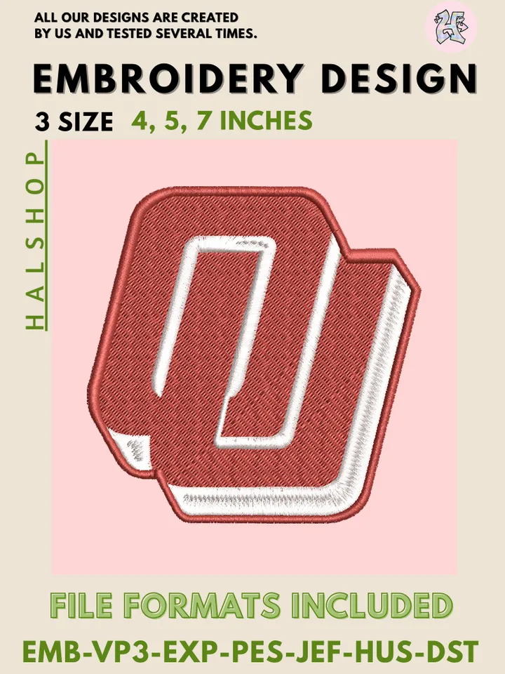 NCAA Oklahoma Sooners Logo Embroidery Design – College Team Digital Embroidery File ❤️🏈