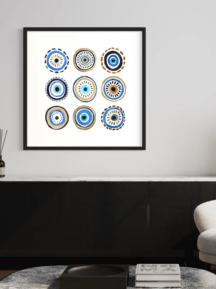 Evil Eye Print, Blue Evil Eye Nazar Poster, Evil Eye Wall Decor, Abstract Eye Drawing, Boho Eye Art Print, Turkish Evil Eye Art Poster,