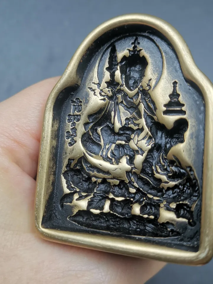 Gandhanra Old Tsa Tsa Mold of Guru Rinpoche - Tibetan Buddha Statue Mould for Votive Offering, 5.5cm Padmasambhava Design Clay Art Mold