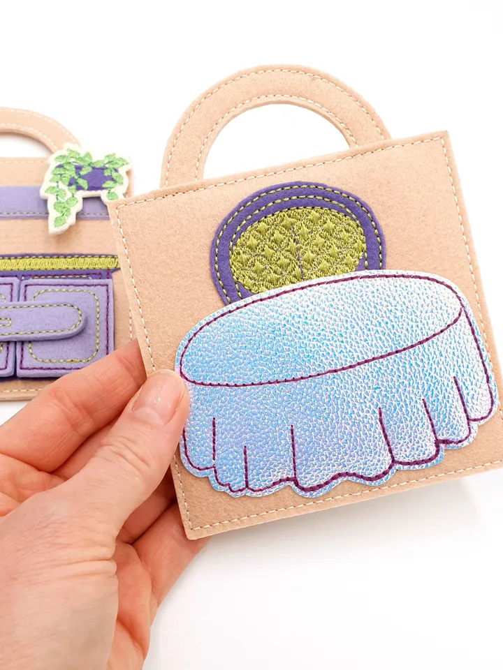 ITH Felt Dollhouse Quiet Book Embroidery Design Pattern, Activity Travel Toy Book Pages, 4x4 Hoop Digital File