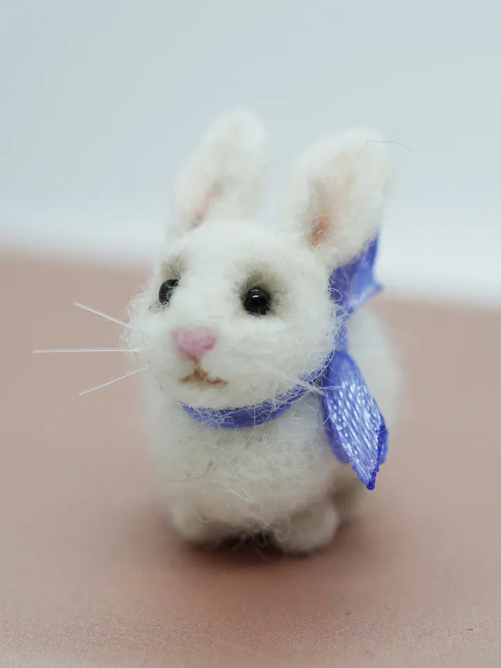 Snowy the rabbit, miniature white needle felted bunny, gift for her, tiny rabbit, made to order