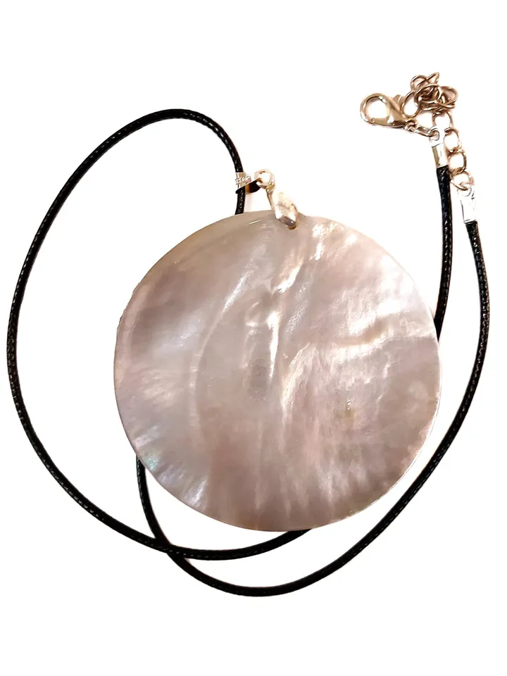 Pearl pendant necklace: An unusual blue poppy. Author's work. Painting. Jeweller ornament. Hand paint necklace pendant.