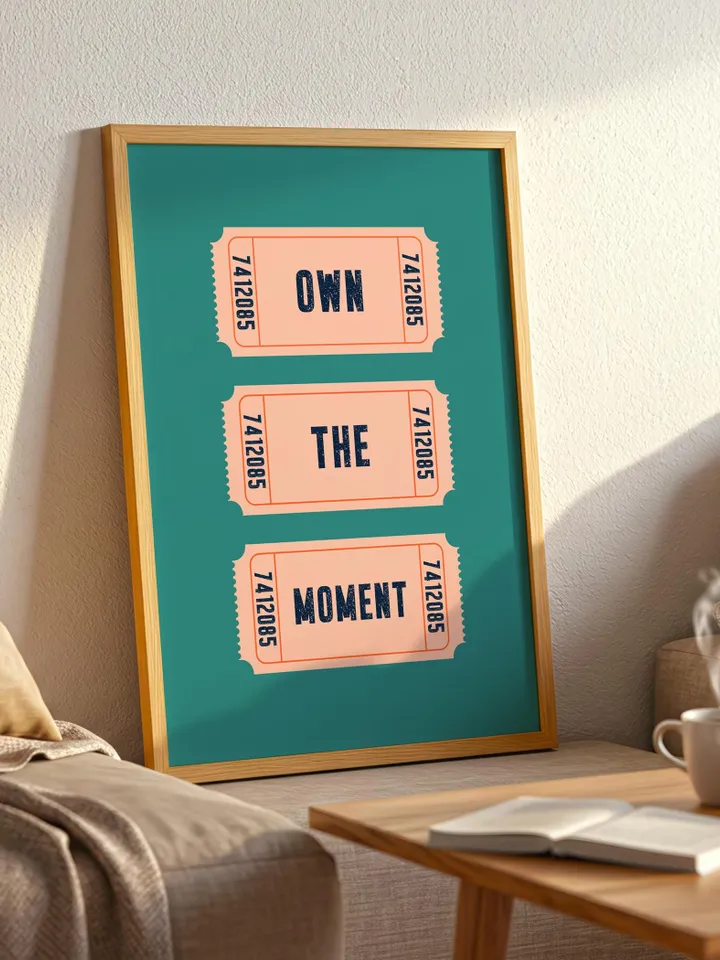 Own The Moment Retro Ticket Trio Printable, Motivational Wall Art, Vintage Typography Set, Personalized and Customizable, Digital Download