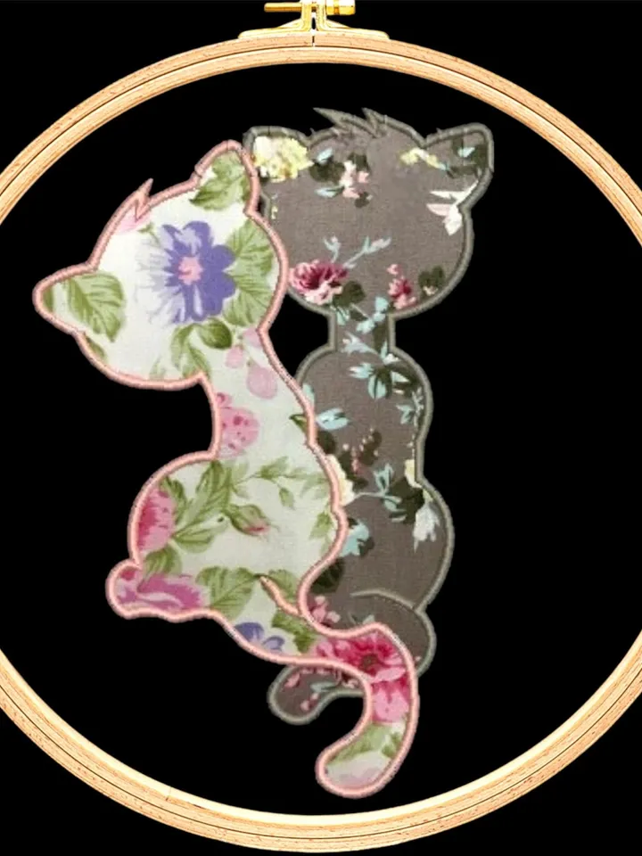 Machine embroidery design cats love applique, digital embroidery pattern machine embroidery design applique embroidery motif
