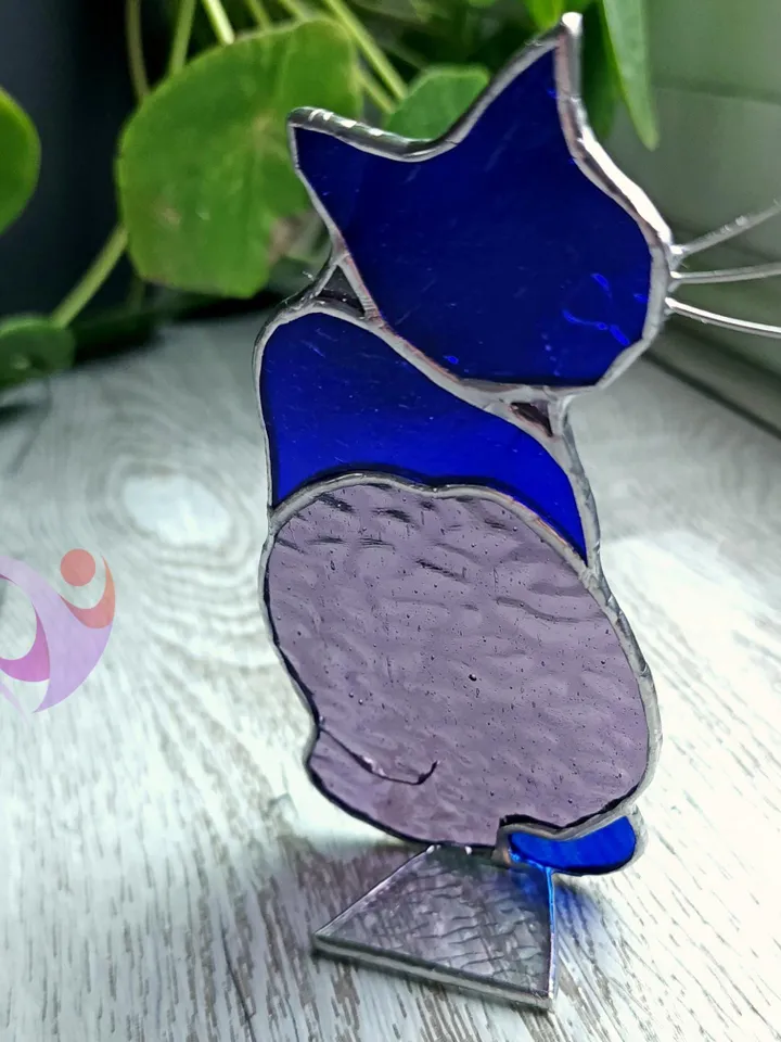 Stained Glass Cat Suncatcher Cute Cat Gift for Cat Lovers Unique Custom Pet Memorial Statue Calico Tuxedo Gray White Orange and Galaxy Cat