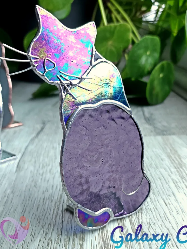 Stained Glass Cat Suncatcher Free-Standing