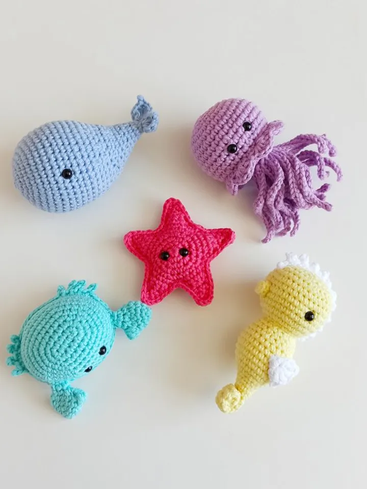 sea animals crochet, crochet jellyfish soft toys,gift for first birthday,newborn