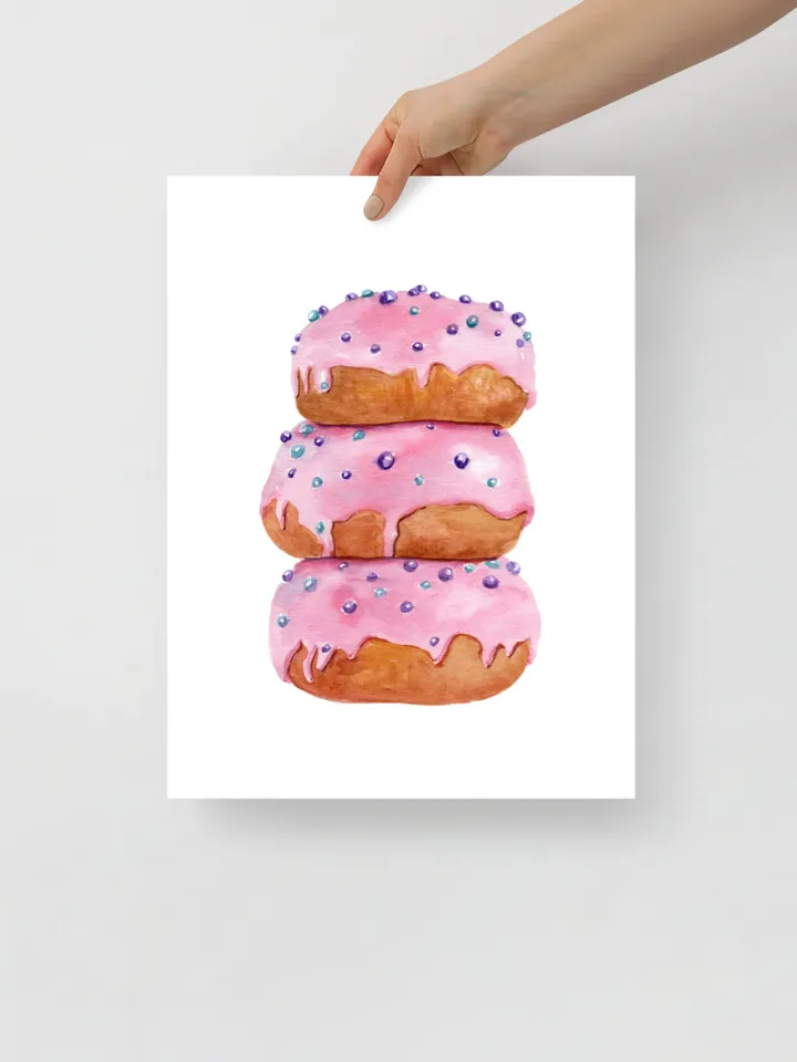 Pink Donuts Sweet Watercolor Painting Print, Food Illustration, Breakfast Art, Candy Sweet, Dessert Painting,Donut Gift Print, Kitchen Print