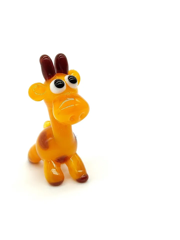 Tiny giraffe miniature, glass animal figurine, africa micro sculpture for terrarium decoration / miniature animals Glass Giraffe sculpture