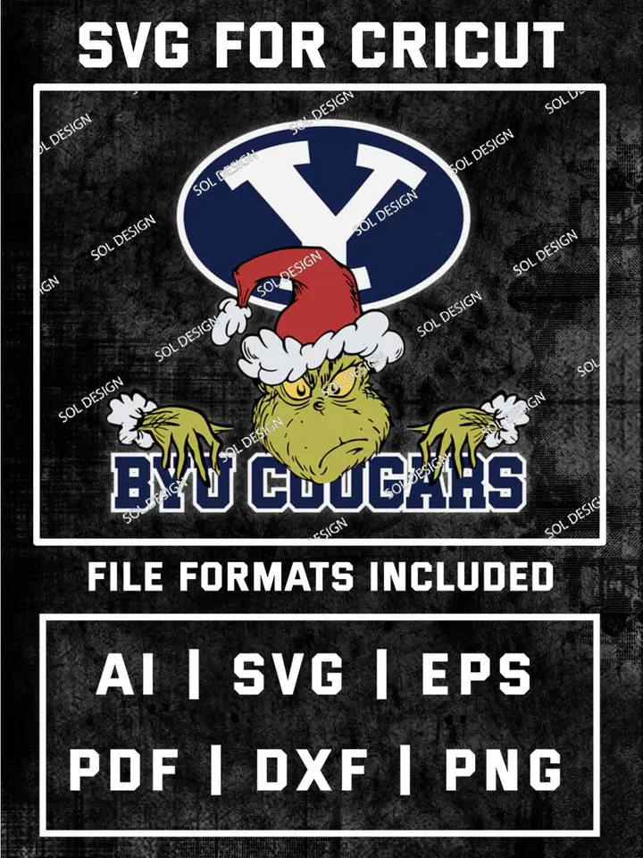 Grinch BYU Cougars SVG, NCAA SVG Design, NCAA BYU Cougars SVG, NCAA Cougars Cricut, Christmas Svg, Grinch svg, Digital Download