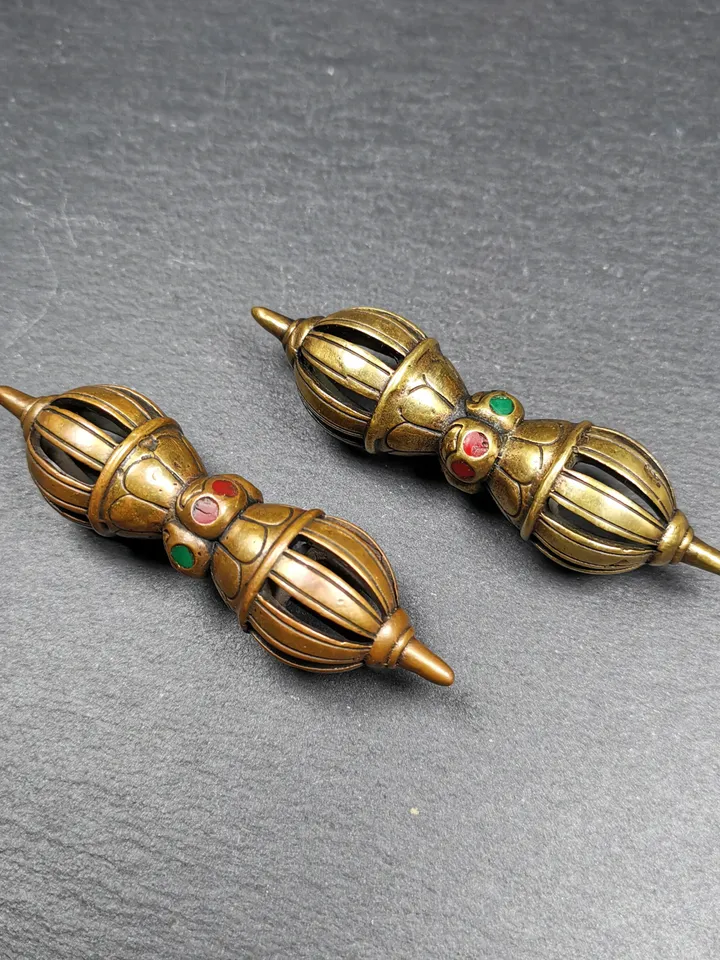 Gandhanra Handmade Vintage Nine-pronged Vajra Dorje ,Tibetan Tantric Buddhism (Vajrayana) Ritual Implement,3.0"