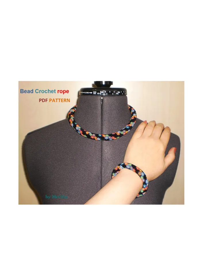 Bead crochet rope patterns for beading «Fun» necklace and bracelet,DIY,beaded necklace,bead crocheting,Instant Download,PDF pattern