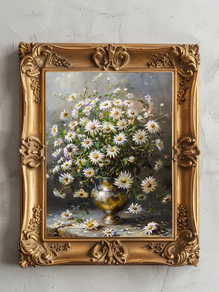 Digital Art Print Set of 3 vintage Renaissance paintings of roses, daisies and marigold flowers. Wall art. Home Decor. Instant download.