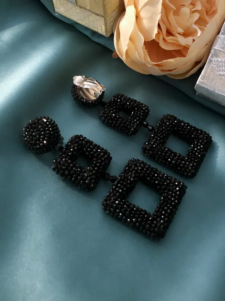 Double Squared Beaded Earrings