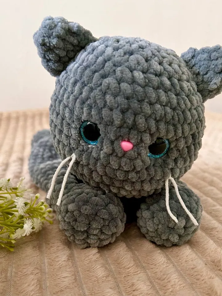 Crochet cat snuggler Baby lovey Cat toy plushie for kids