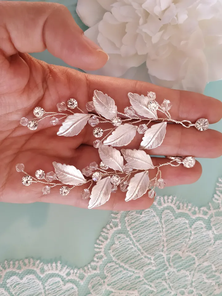 Silver Leaf Wedding Earrings Boho Wedding Earrings Rose Gold Chandelier Earrings Swarovski Crystal Long Bohemian CZ Boho Bridal Earrings