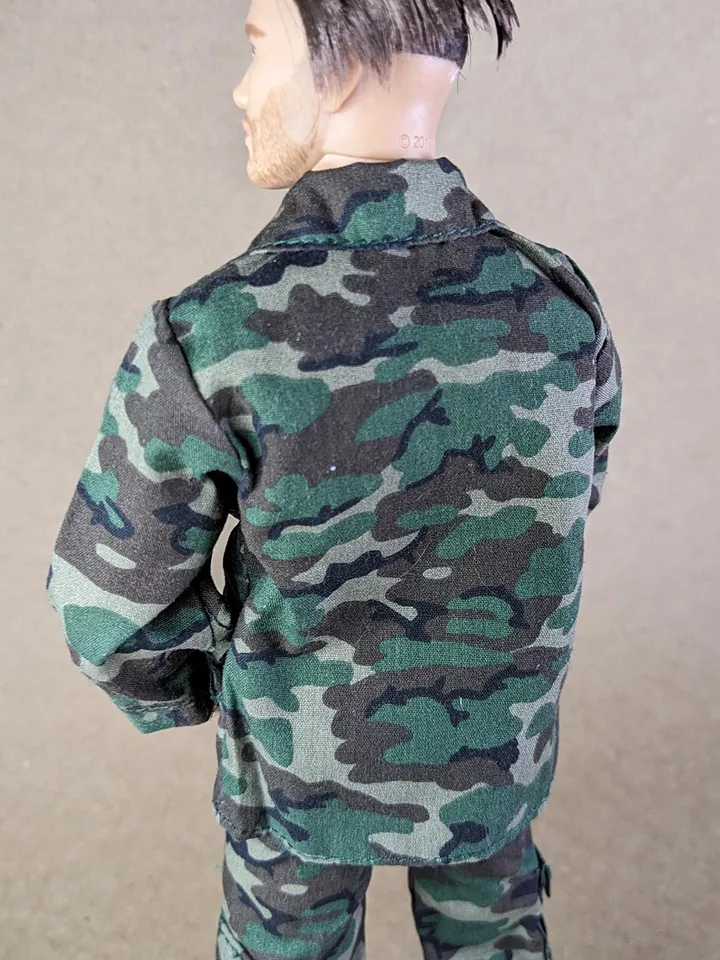 Military style jacket, pants for 12-inch fashion male dolls