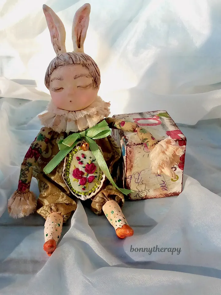 Funny doll bunny girl 9 inches with ears, decorative doll.