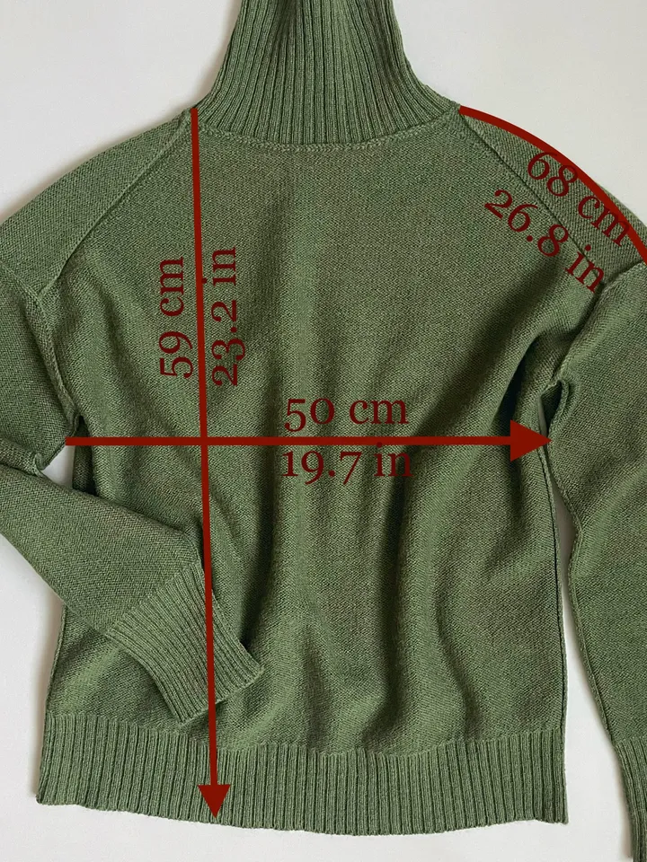 Green merino sweater for women