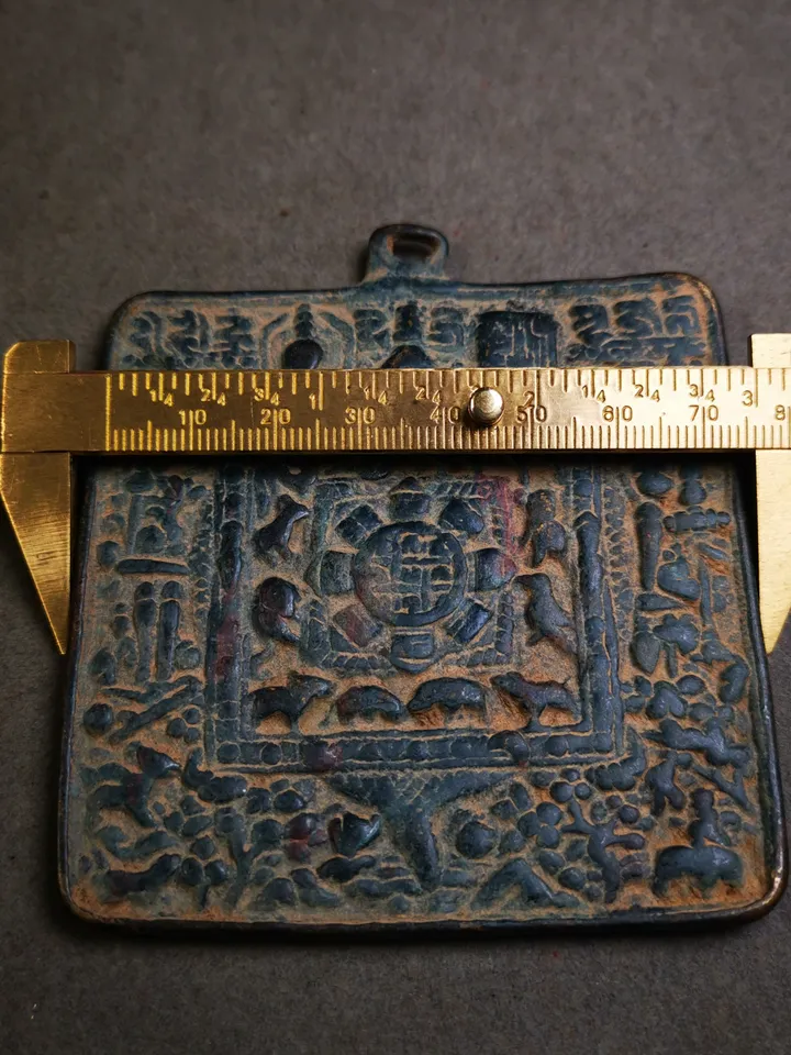 Gandhanra Tibetan Buddhist Amulet,Melong Mirror Wall Hanging, Calendar Badge,SIPAHO(srid pa ho),Unique Square Pattern