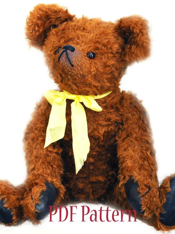 PDF Bully Bear E-Pattern Artist design Sewing pattern for 21 inch (53cm) teddy bear/ classic teddy bear/ jointed bear