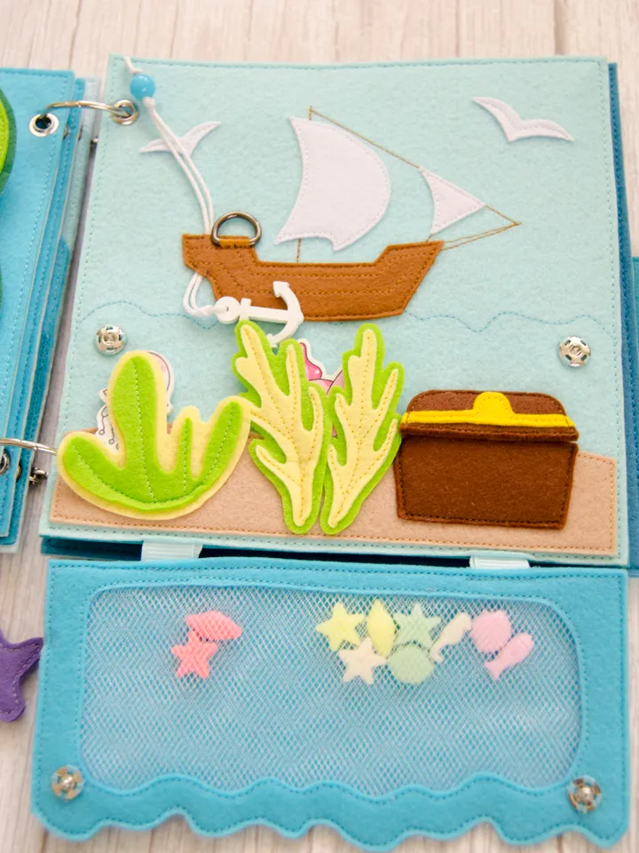 Ship and Treasure, Quiet book page, Pattern and Tutorial, SVG files