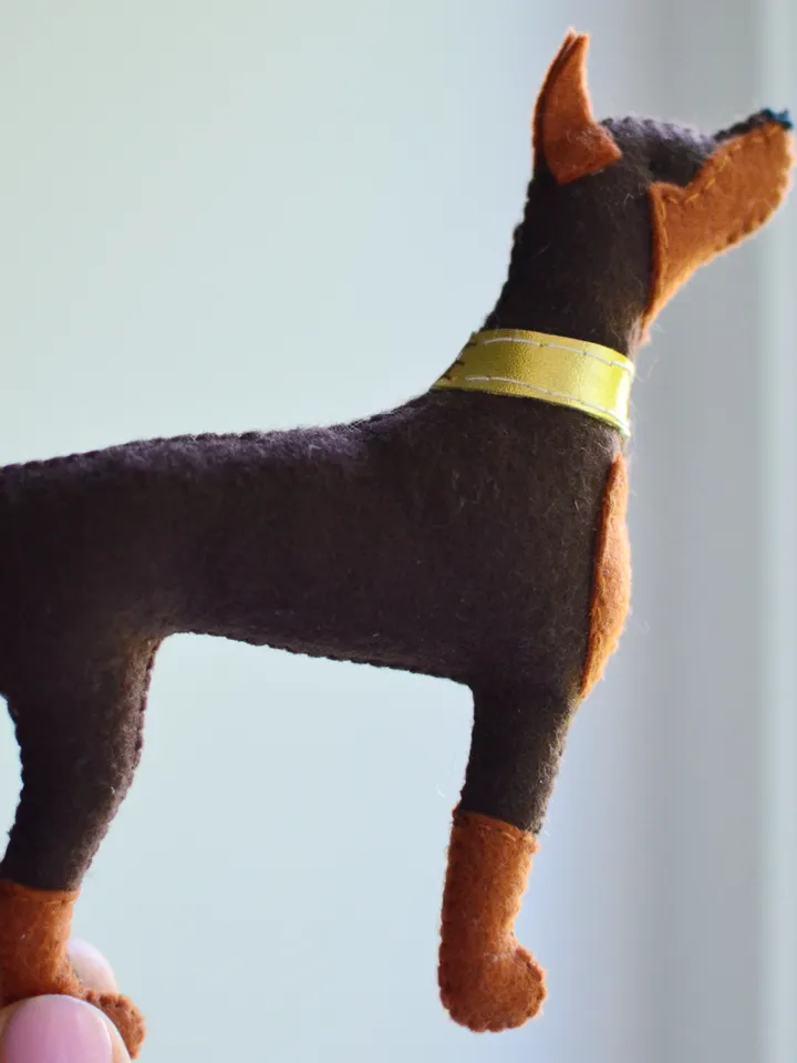 Felt Dog Ornament handcrafted Custom pet Doberman, stuffed animals for crib mobile,