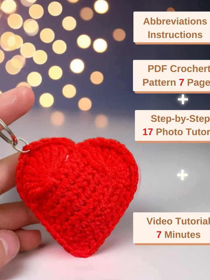Valentine's Day Crochet Heart Keychain | Cute Amigurumi Heart Pattern | Unique Gift for Her or Couples | Easy Beginner Crochet
