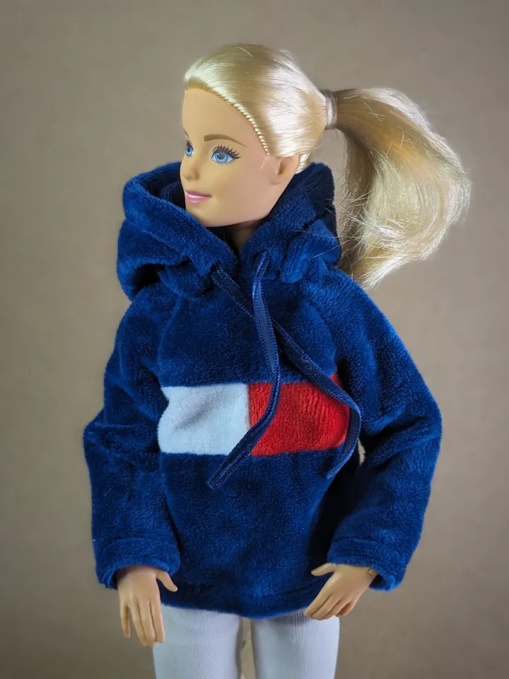 Navy blue velvet hoody for 1/6 scale fashion female dolls