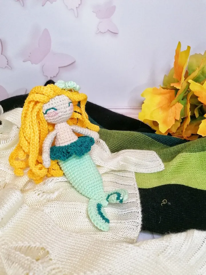 PDF Crochet Pattern Mermaid doll, Amigurmi mermaid, pattern crochet doll, pattern crocheted doll with hair, amigurumi doll, sea toy pattern