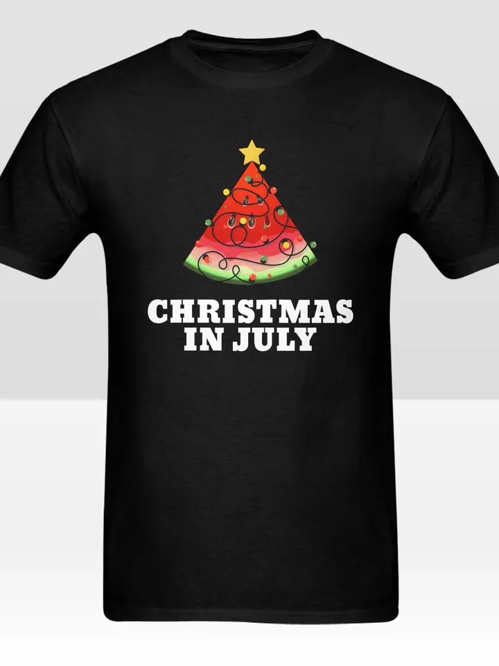 Christmas In July Watermelon Xmas Tree Summer T-Shirt